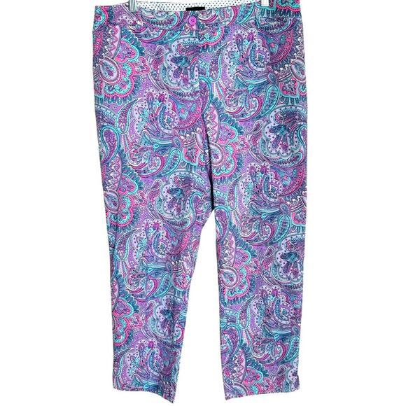 Talbots Women's Perfect Crop Pants Paisley Size 14 - Picture 2 of 11